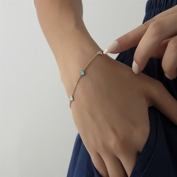 14 Ayar Altın 5'li Love Mineli Bileklik