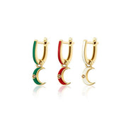 14 Ayar Altın Luna Mineli Küpe