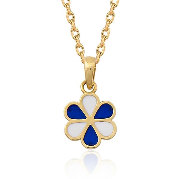 14 Ayar Altın Mineli Çiçek Kolye