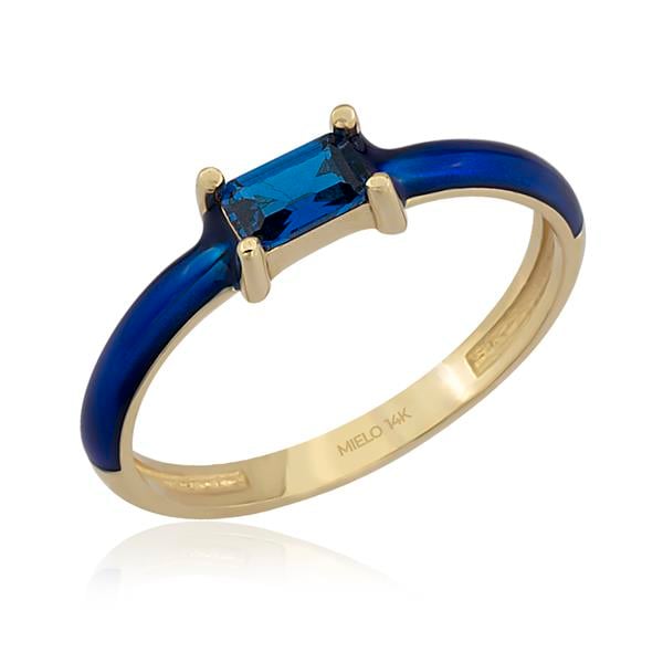 14 Ayar Altın Mineli Emily Baget Taşlı Yüzük