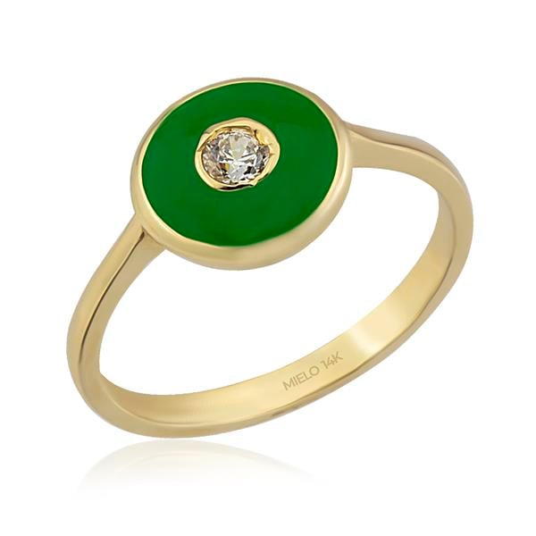 14 Ayar Altın Mineli Emily Point Yüzük