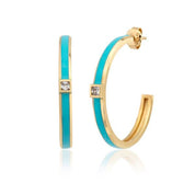 14 Ayar Altın Mineli Emily Yarım Halka Büyük Boy Küpe