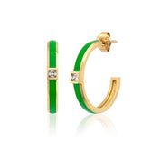 14 Ayar Altın Mineli Emily Yarım Halka Orta Boy Küpe