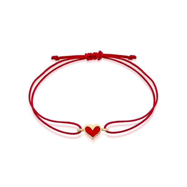 14 Ayar Altın Mineli Kalp İpli Bileklik