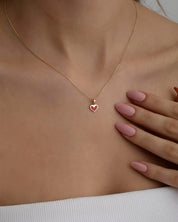 14 Ayar Altın Mineli Kalp Kolye