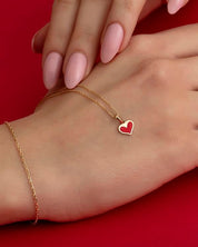 14 Ayar Altın Mineli Kalp Kolye