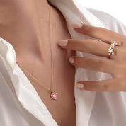 14 Ayar Altın Mineli Kalp Kolye