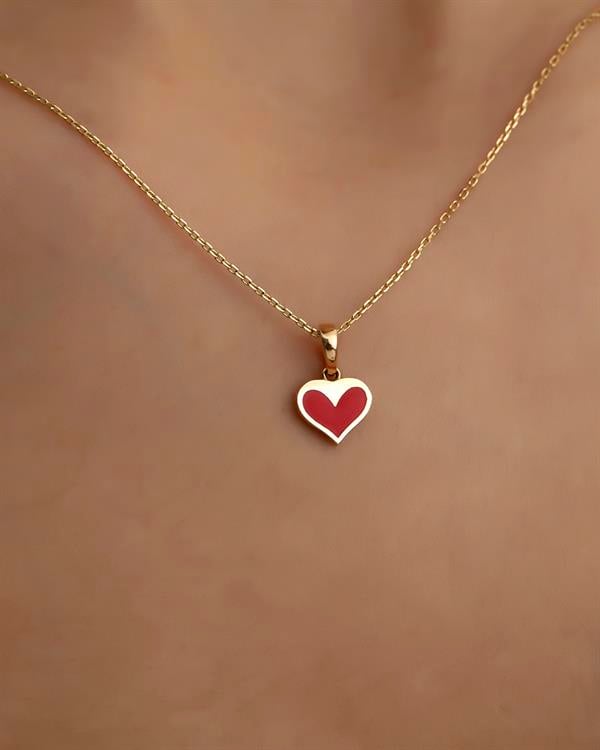 14 Ayar Altın Mineli Kalp Kolye