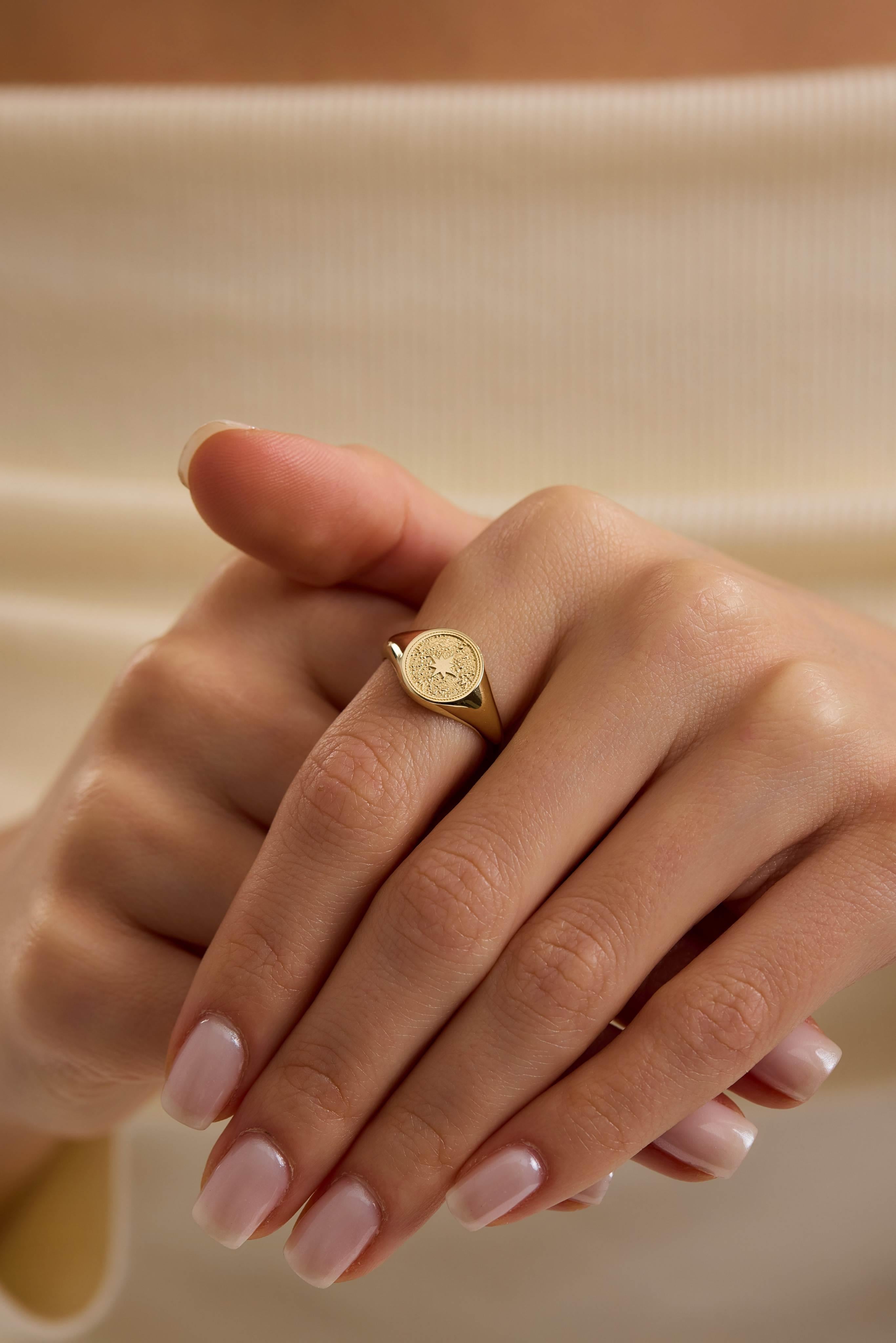 14 Ayar Altın Pusula Yüzük