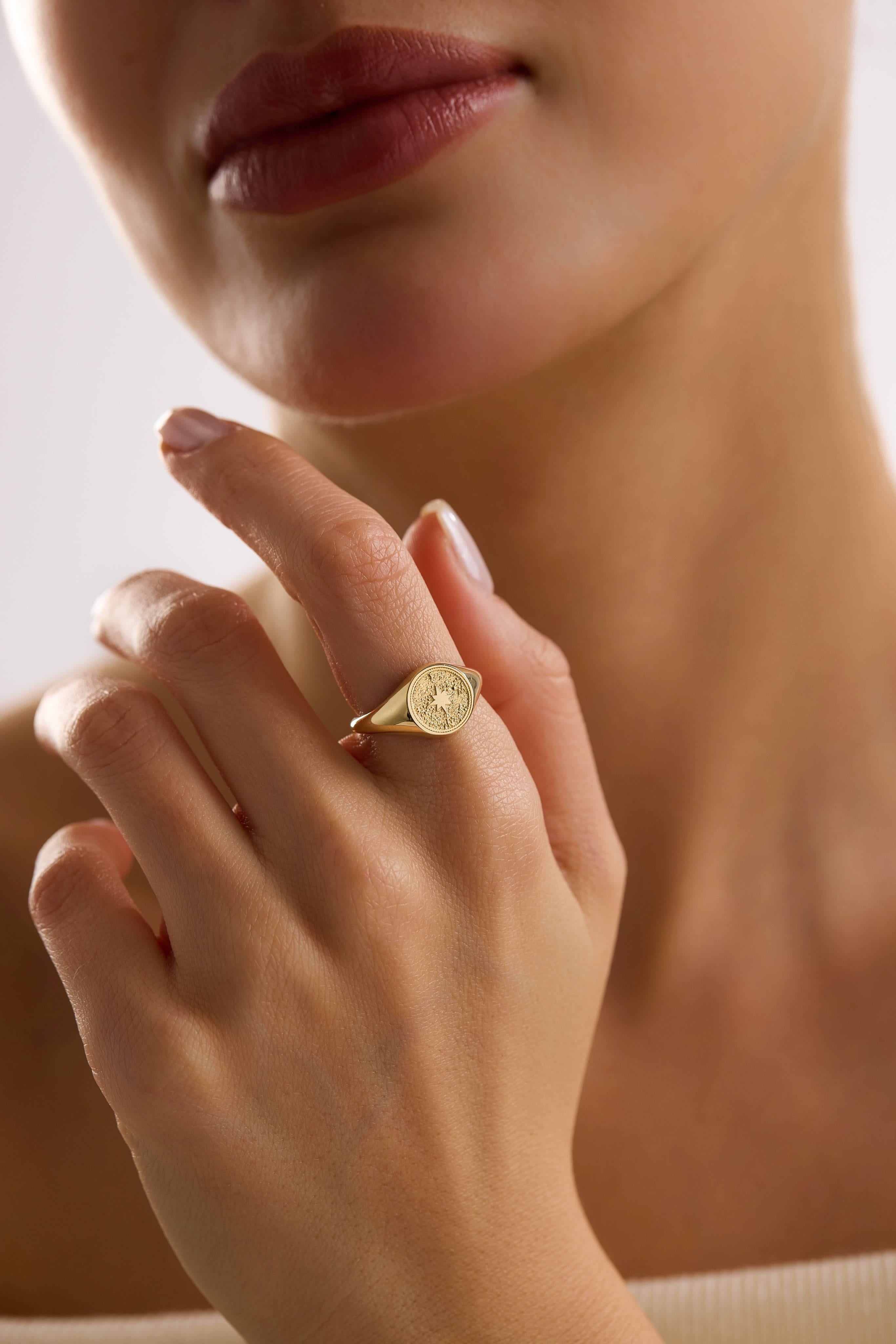 14 Ayar Altın Pusula Yüzük