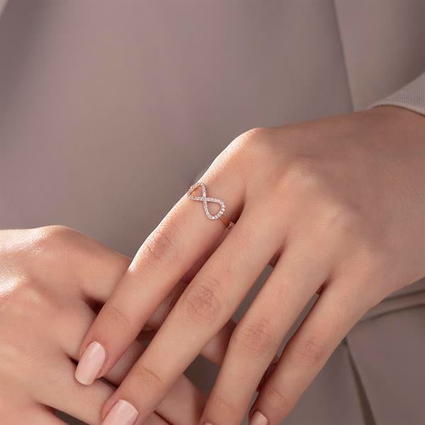 14 Ayar Altın Rose Taşlı sonsuzluk Yüzük