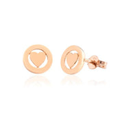 14 Ayar Altın Rose Vidalı Kalp Küpe