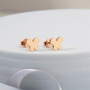 14 Ayar Altın Rose Vidalı Kelebek Küpe