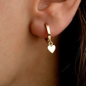 14 Ayar Altın Sallantılı Kalp Küpe