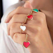 14 Ayar Altın Sallantılı Mineli Kalp Yüzük