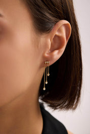 14 Ayar Altın Sallantılı Zincir Tasarım Küpe