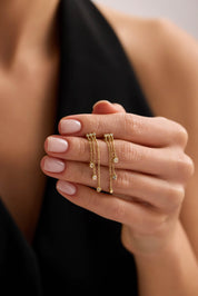 14 Ayar Altın Sallantılı Zincir Tasarım Küpe