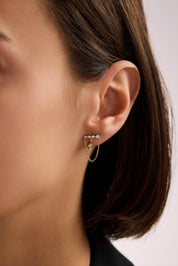 14 Ayar Altın Sallantılı Zincir Tasarım Küpe