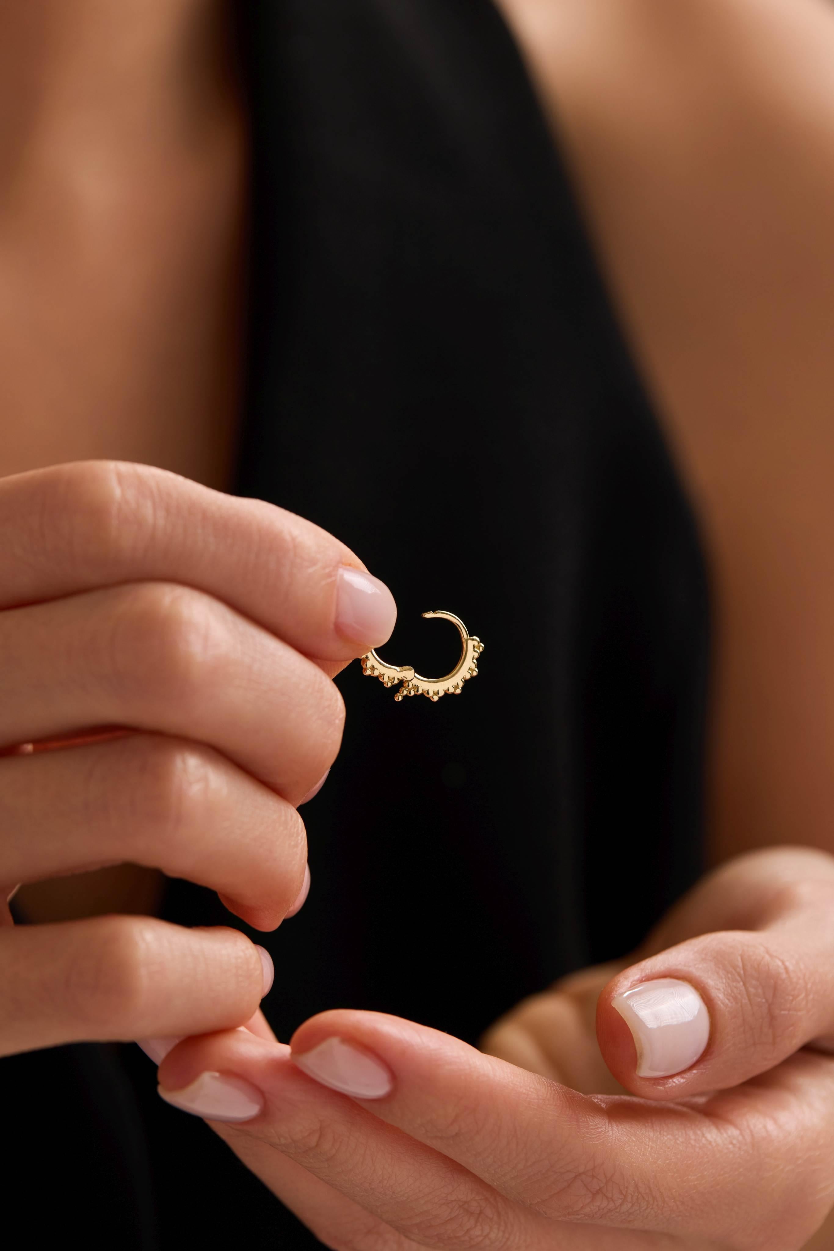 14 Ayar Altın Tasarım Halka Küpe