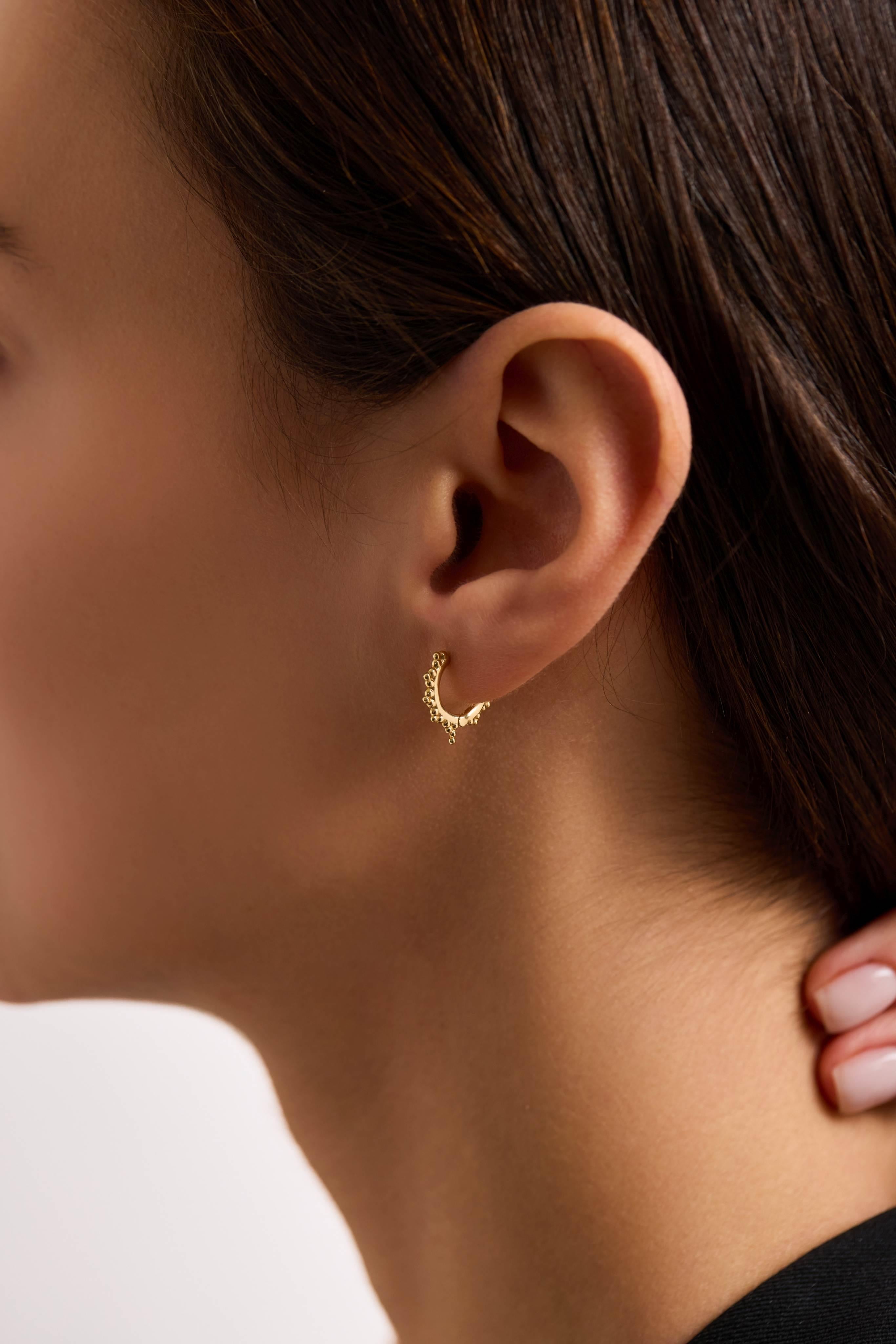 14 Ayar Altın Tasarım Halka Küpe