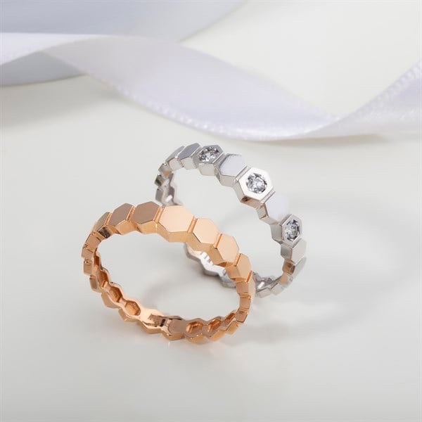 14 Ayar Altın Taşlı Altıgen Yüzük