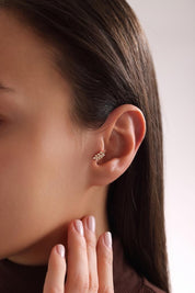 14 Ayar Altın Taşlı Başak Tragus Kıkırdak Piercing