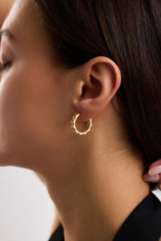 14 Ayar Altın Taşlı Halka Küpe (Büyük)