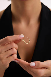 14 Ayar Altın Taşlı Halka Küpe (Büyük)