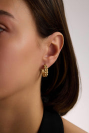 14 Ayar Altın Taşlı Halka Küpe (Büyük)