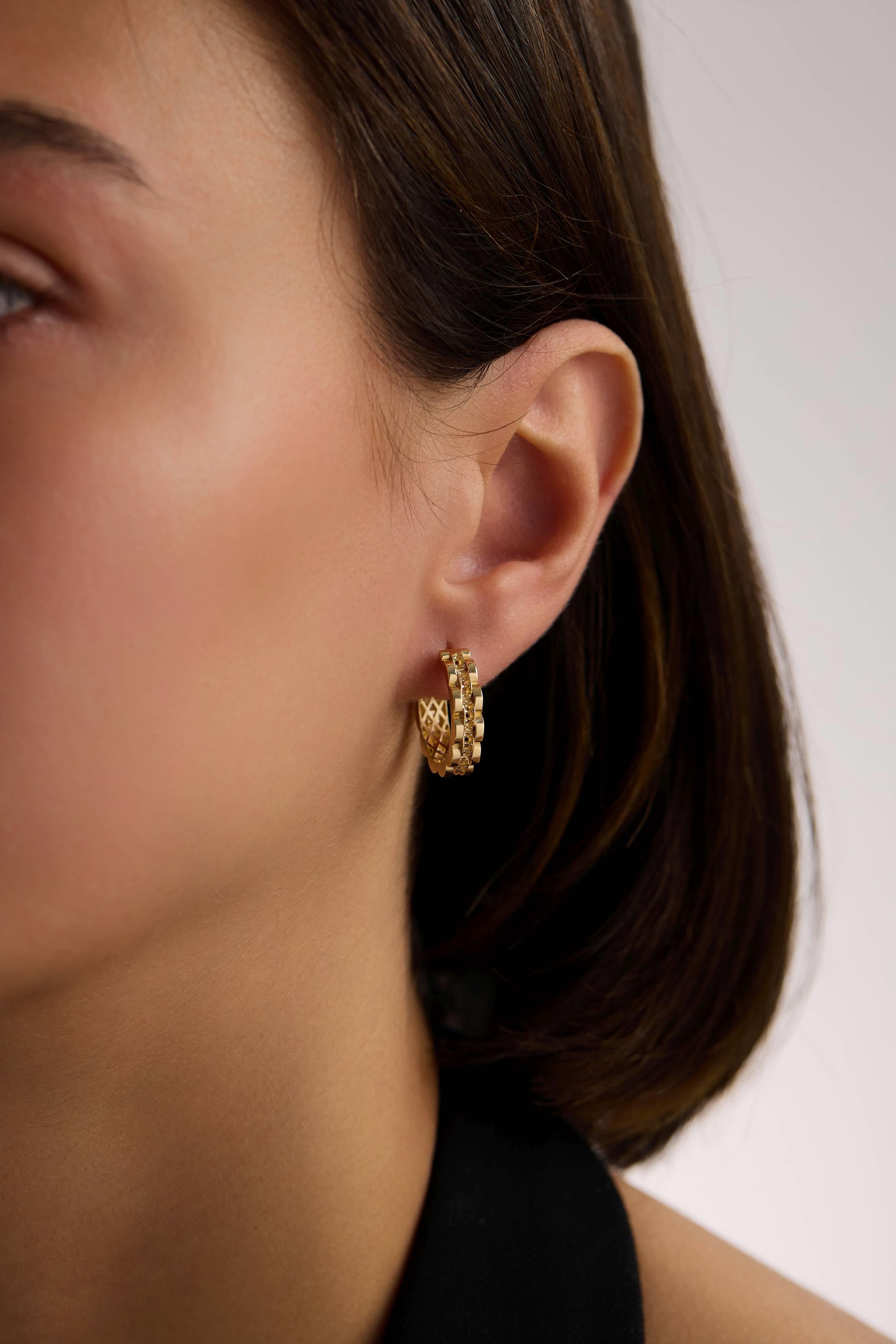 14 Ayar Altın Taşlı Halka Küpe (Büyük)