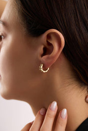 14 Ayar Altın Taşlı Halka Küpe (Küçük)