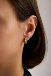 14 Ayar Altın Taşlı Halka Küpe (Küçük)