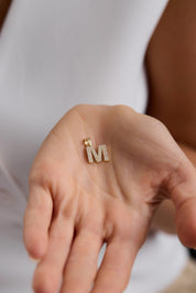 14 Ayar Altın Taşlı Harf Kolye Ucu (Büyük)