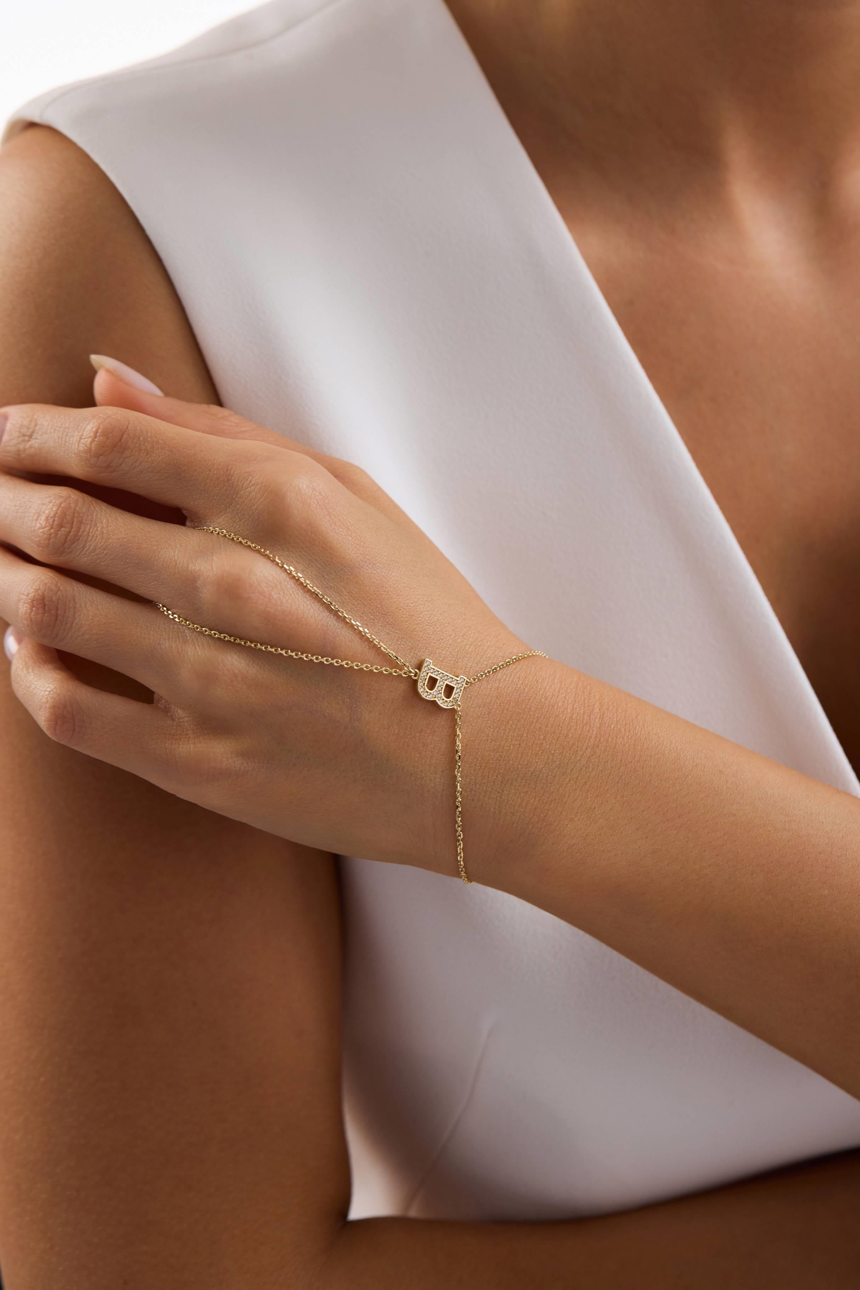 14 Ayar Altın Taşlı Harf Şahmeran