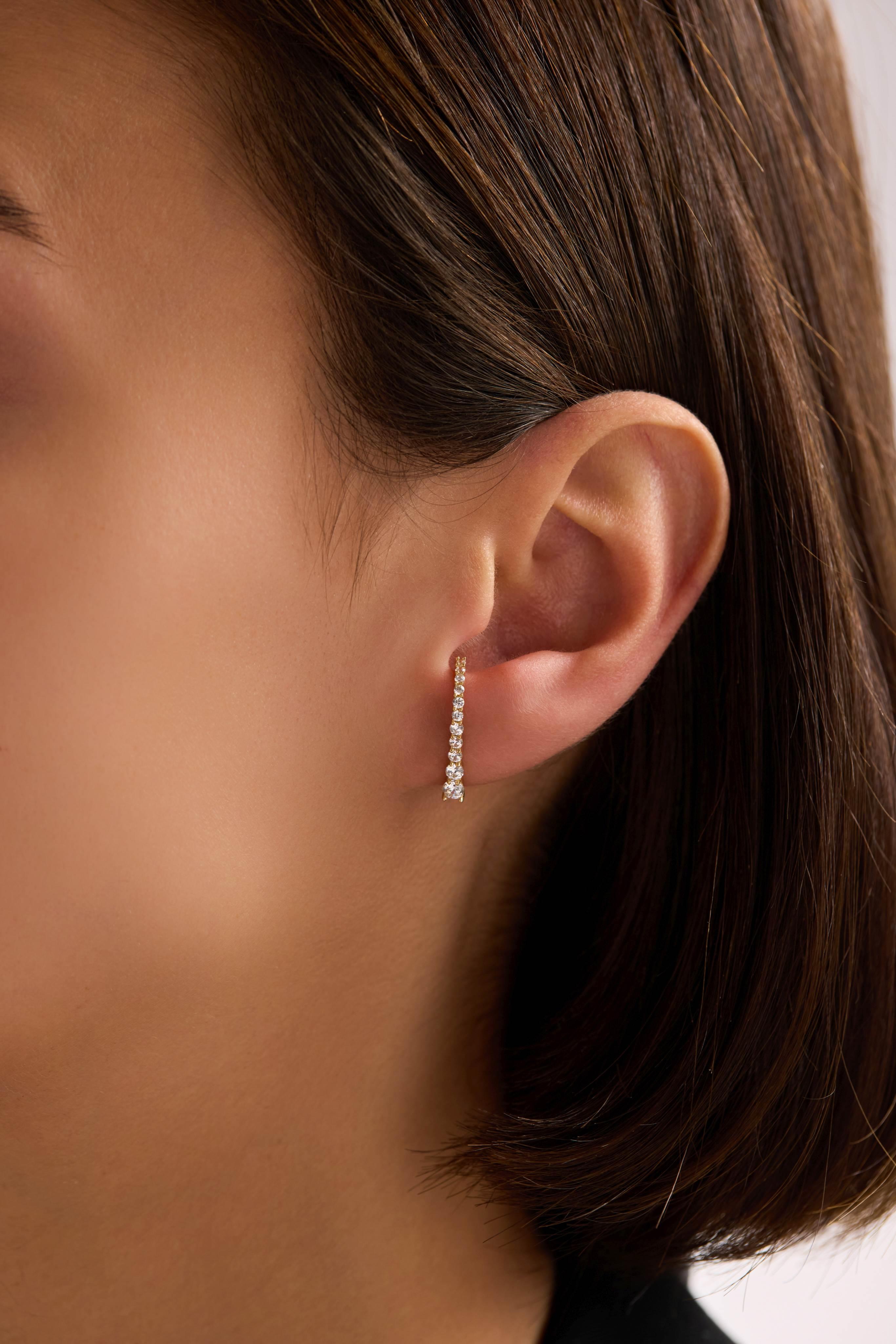 14 Ayar Altın Taşlı Küpe