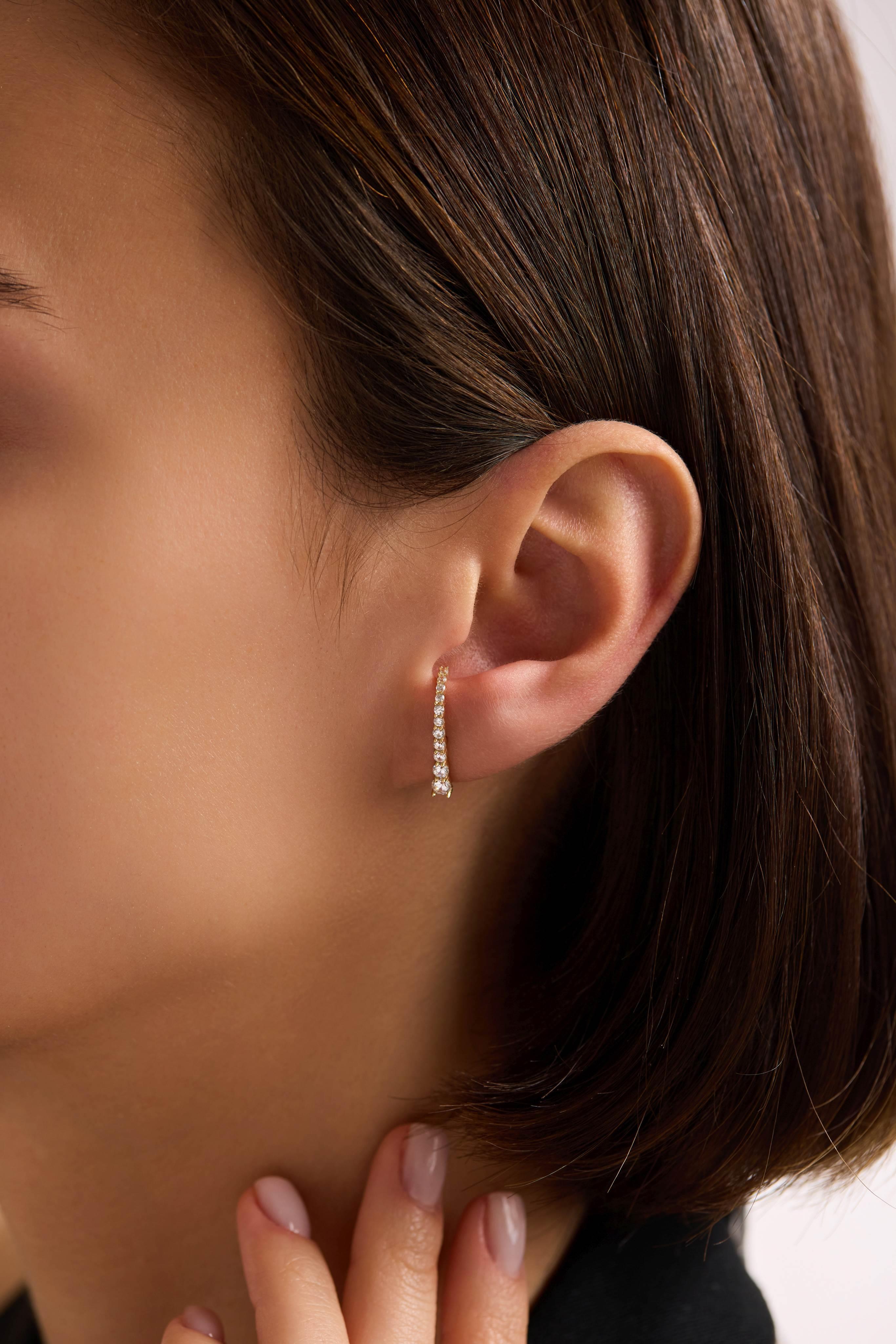 14 Ayar Altın Taşlı Küpe