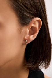 14 Ayar Altın Taşlı Tasarım Küpe