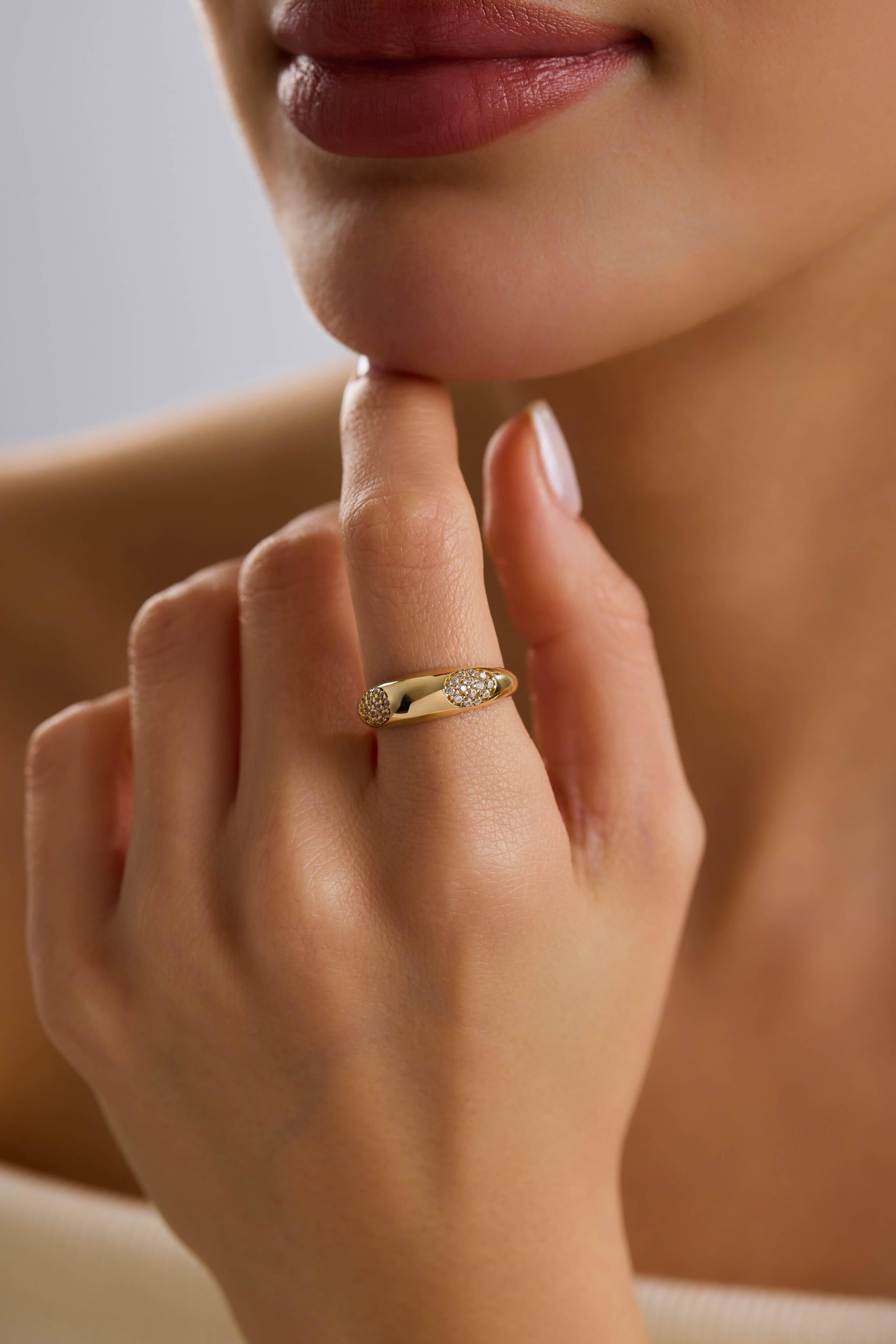 14 Ayar Altın Taşlı Tasarım Yüzük