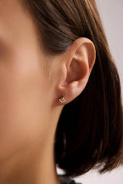 14 Ayar Altın Taşlı Top Küpe