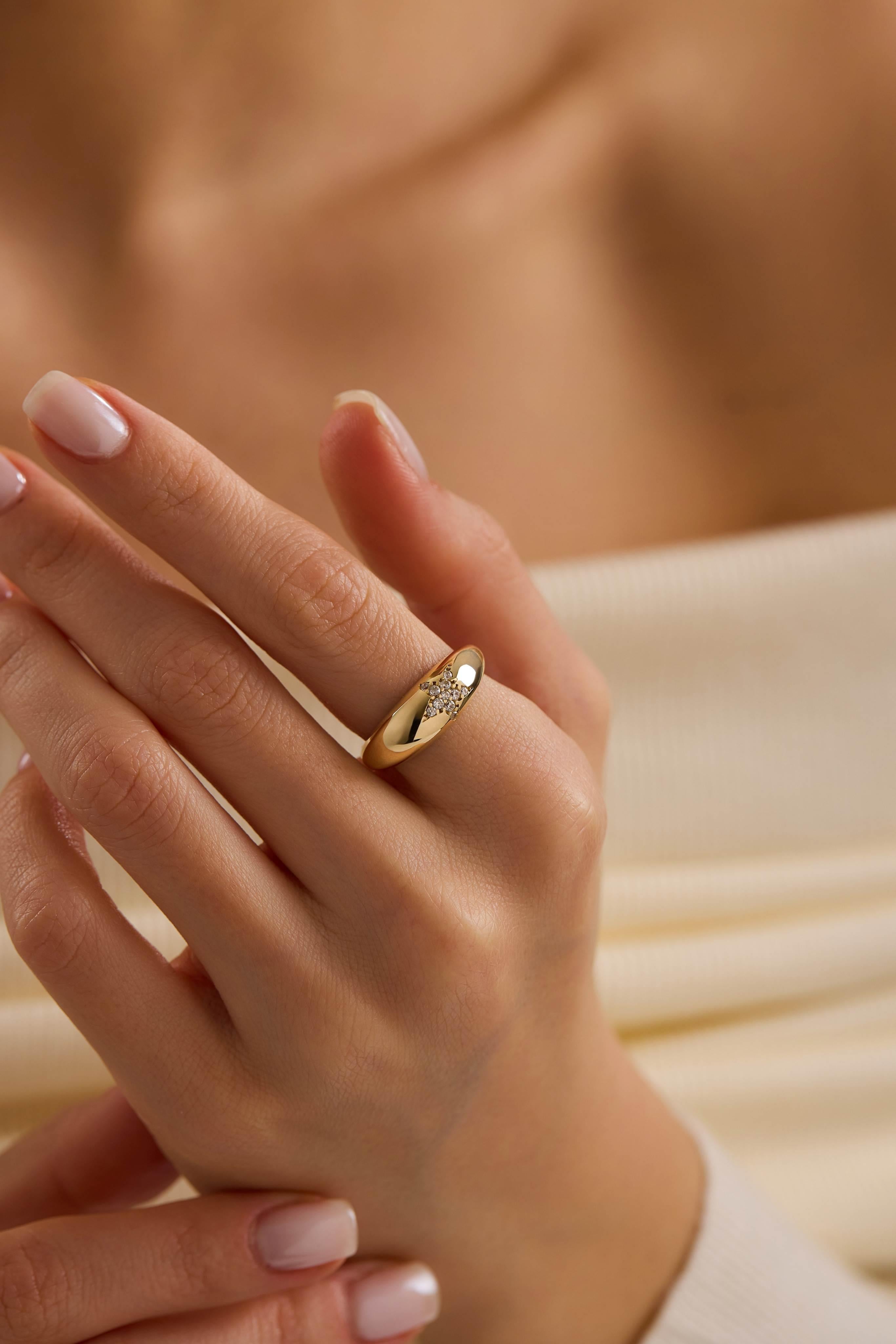 14 Ayar Altın Taşlı Yıldız Yüzük