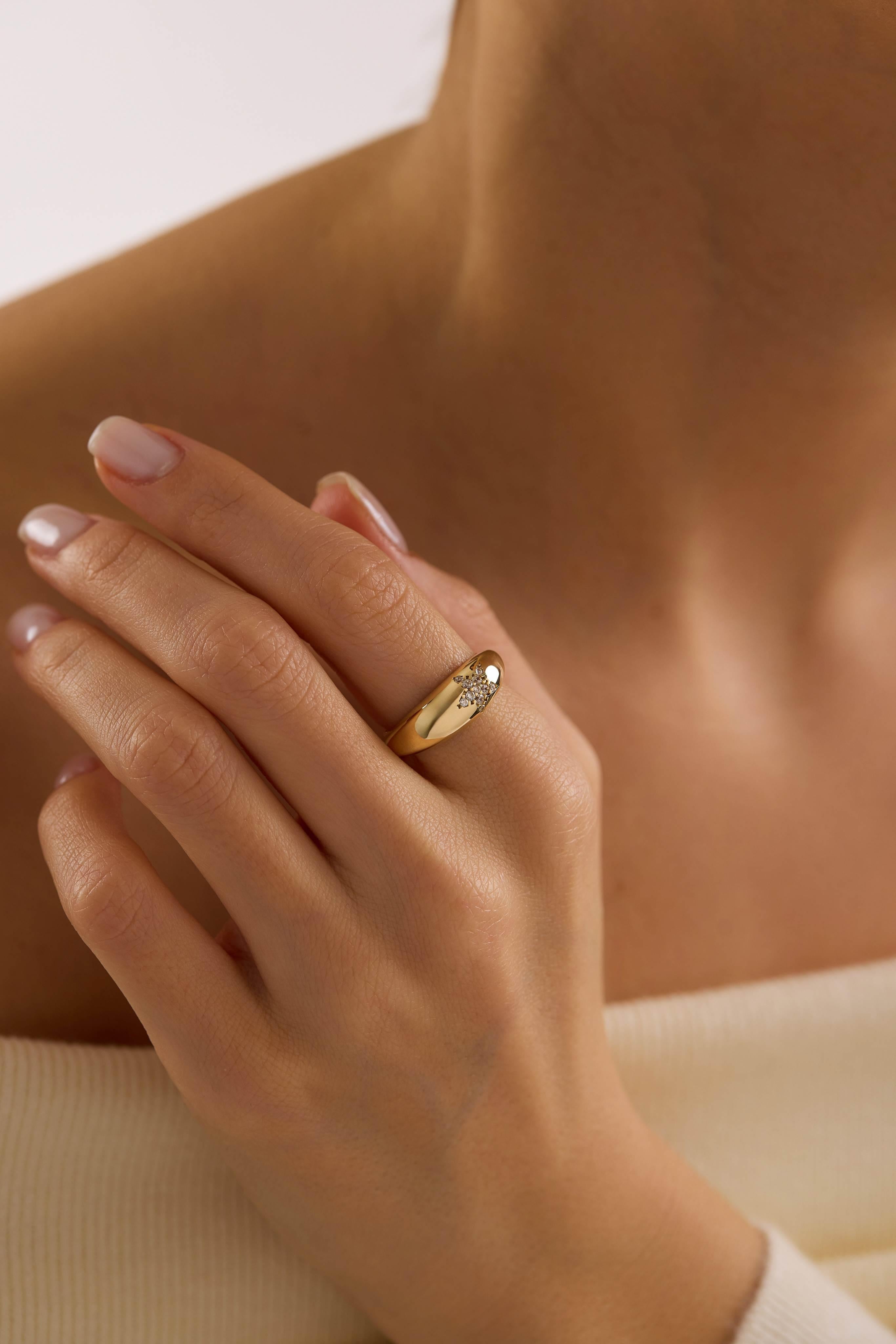 14 Ayar Altın Taşlı Yıldız Yüzük