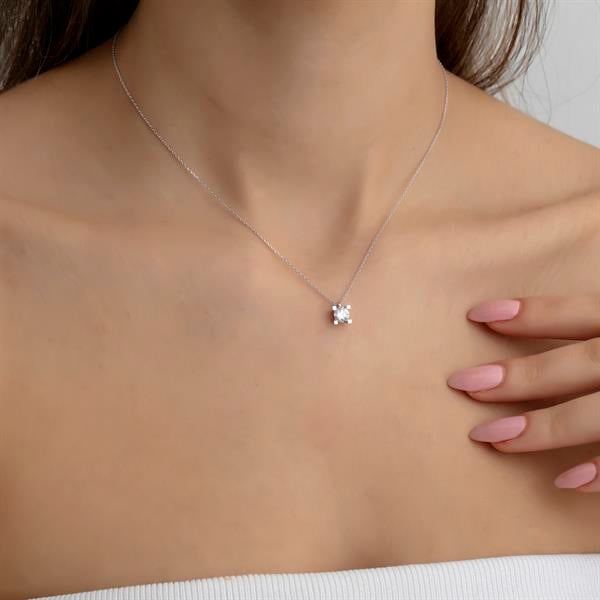 14 Ayar Altın Tektaş Kolye