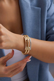 14 Ayar Altın Üç Renk Kaburga Kelepçe Bilezik