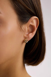 14 Ayar Altın Üç Renk Köşeli Sarmaşık Küpe