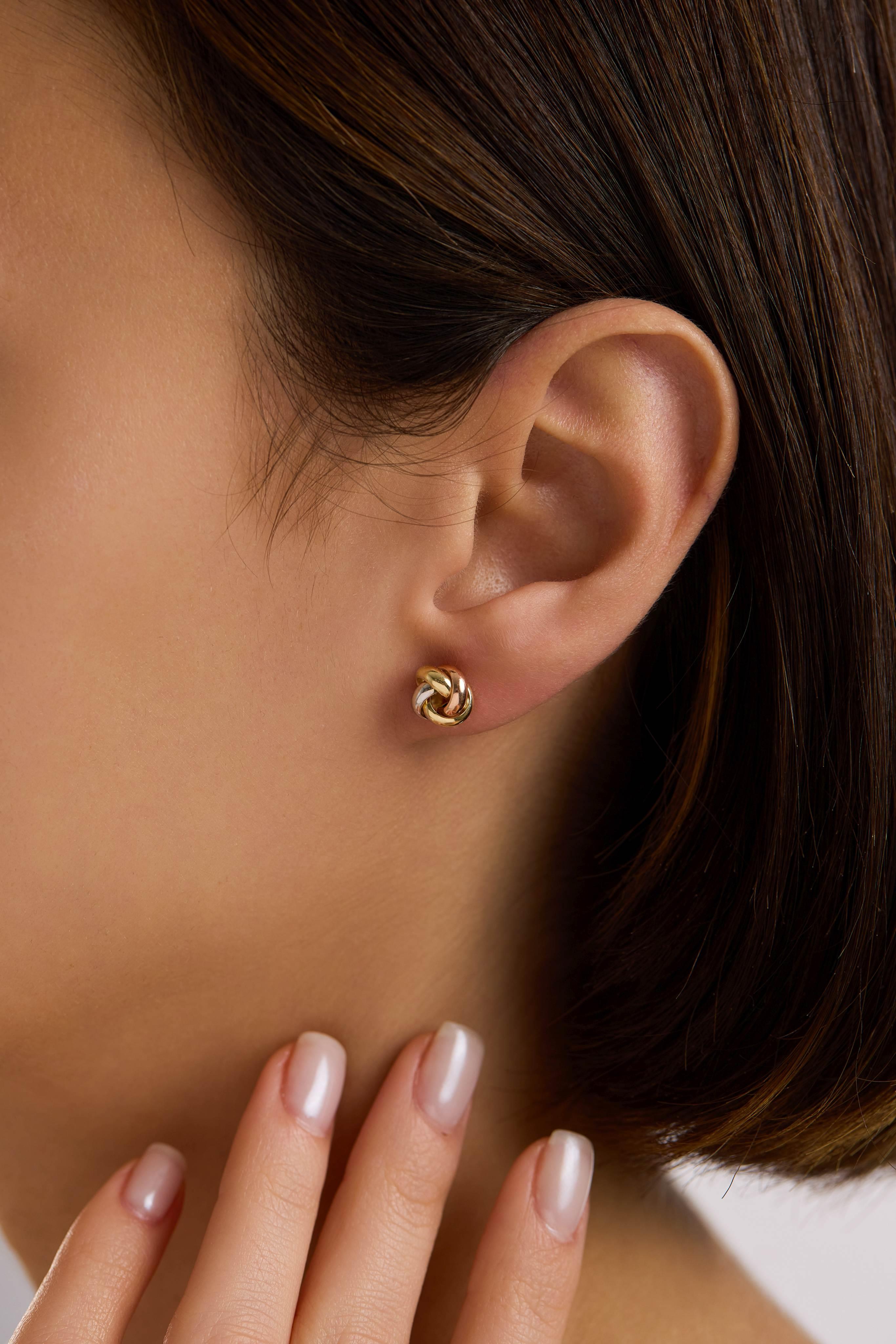 14 Ayar Altın Üç Renk Sarmaşık Küpe