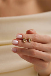 14 Ayar Altın Üç Renk Sarmaşık Küpe