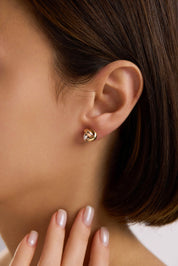 14 Ayar Altın Üç Renk Sarmaşık Küpe