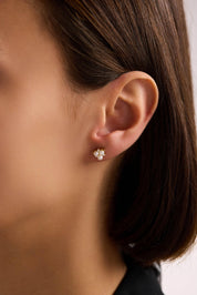 14 Ayar Altın Üçlü İnci Küpe