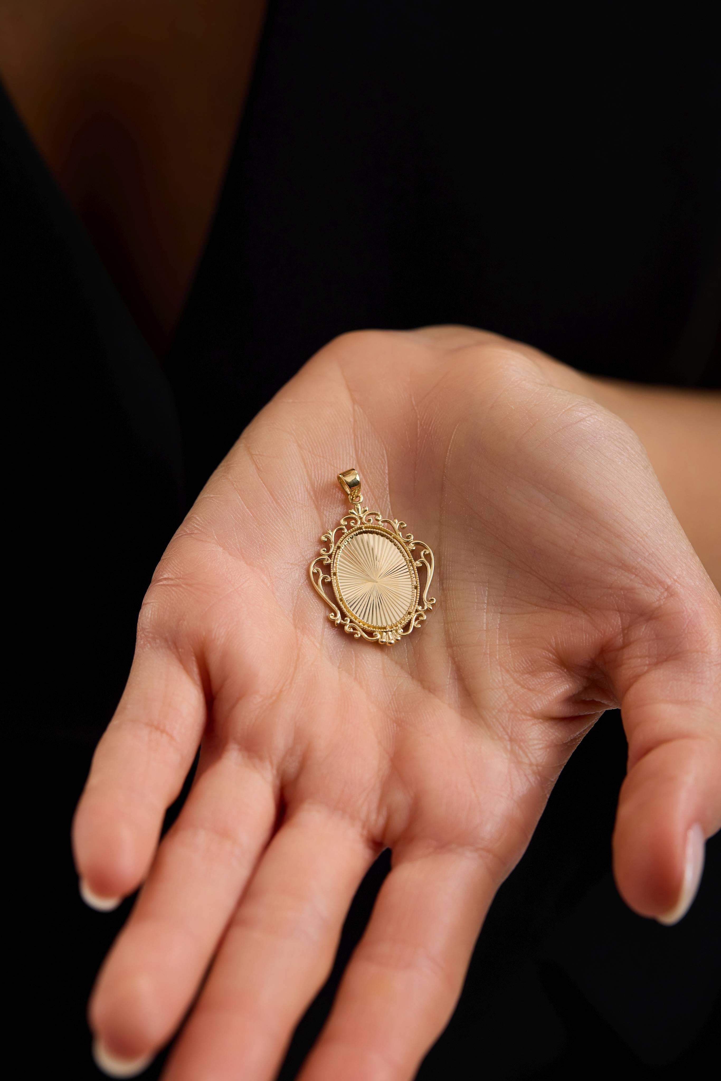 14 Ayar Ayna Altın Kolye Ucu (Büyük)