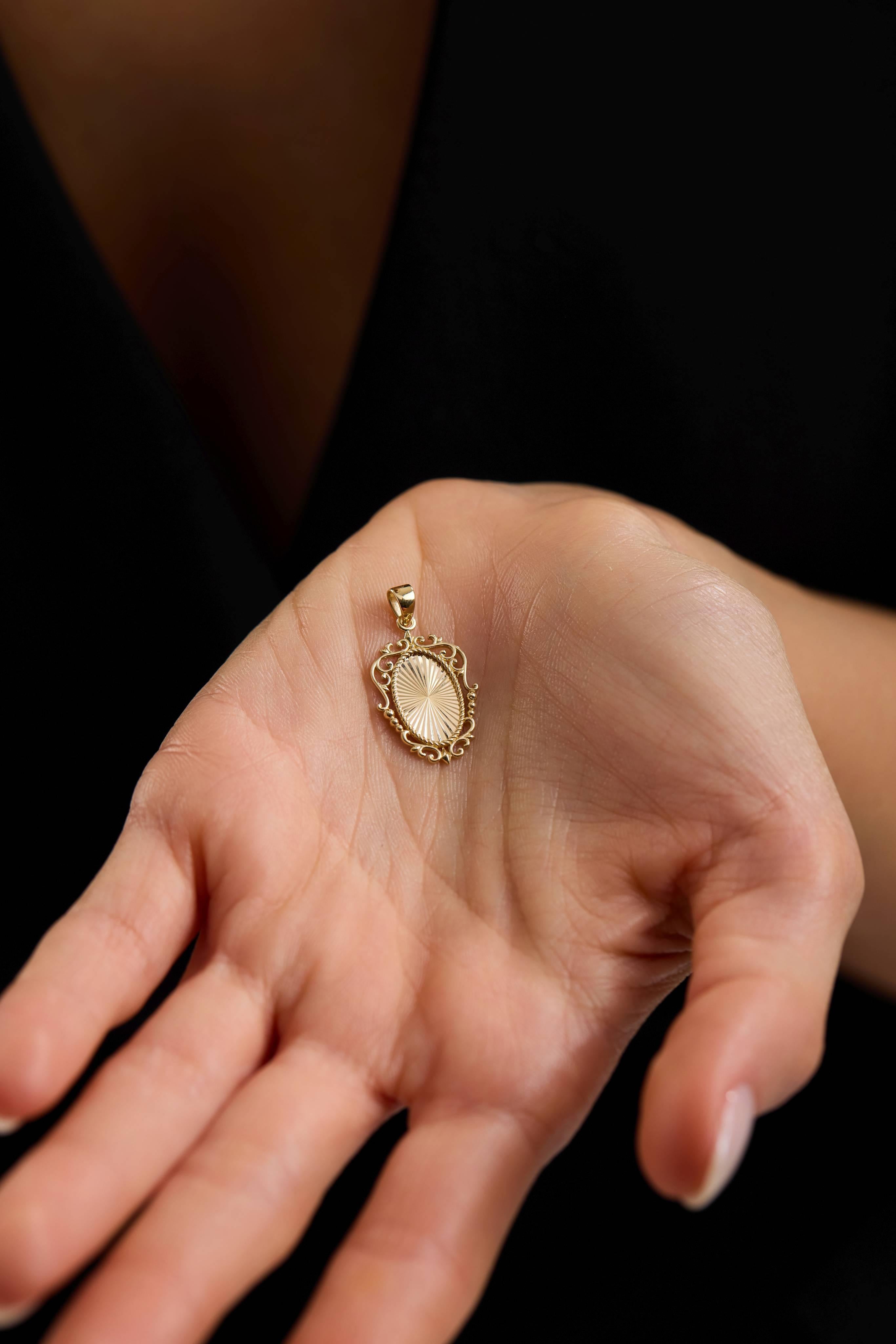 14 Ayar Ayna Altın Kolye Ucu (Küçük)